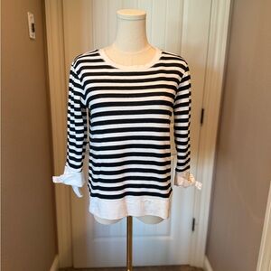 Gibson Black and White Striped Sweatshirt with Bow detail